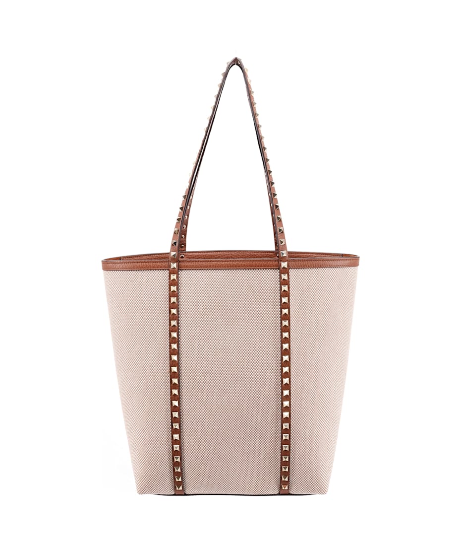 【VALENTINO GARAVANI】Rockstud Tote Bag Valentino Garavani Rockstud Shopping Tote Bag in Grainy