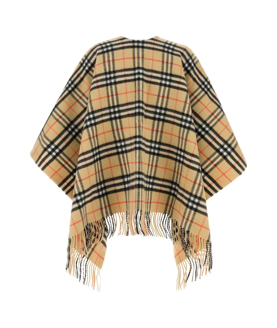 24AW new/Burberry パイウールブレンドEKD ケープ Cape Beige Burberry Beige EKD Reversible Cape Burberry