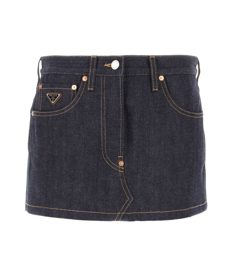 Prada Dark Blue Denim Mini Skirt | italist