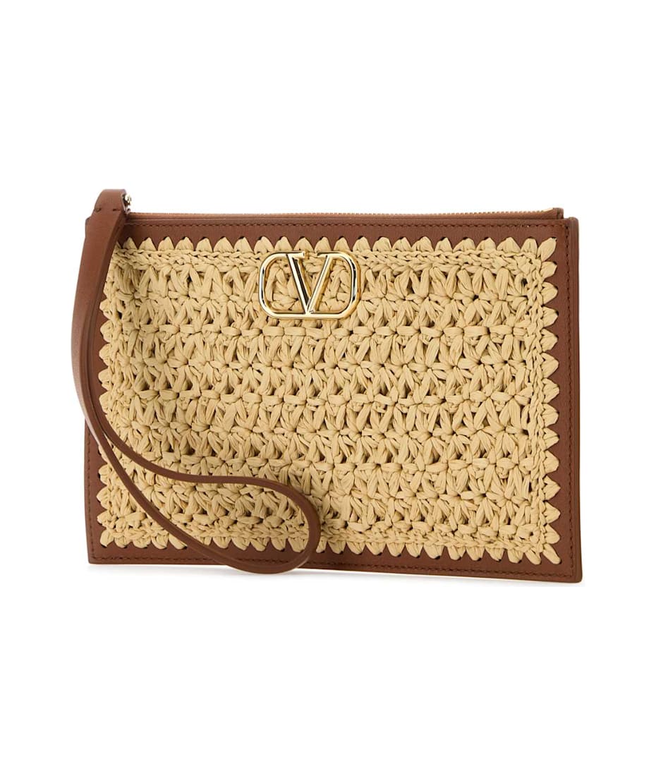Valentino Garavani Raffia Vlogo Clutch | italist