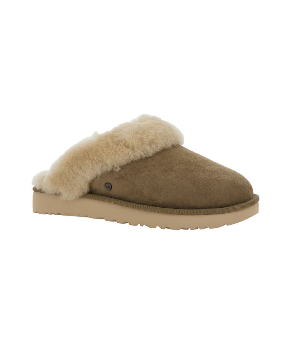 UGG 'classic Slipper Ii' Grey Slip-on Mules With Faux Fur And
