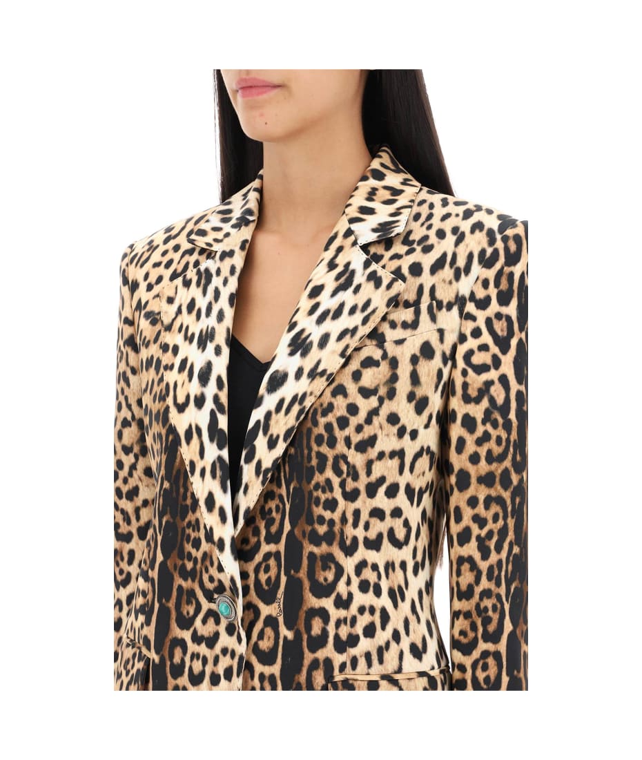 ジャケット ROBERTO CAVALLI SINGLE-BREASTED CADY JACKET Roberto Cavalli Leopard Cady Single-breasted Jacket