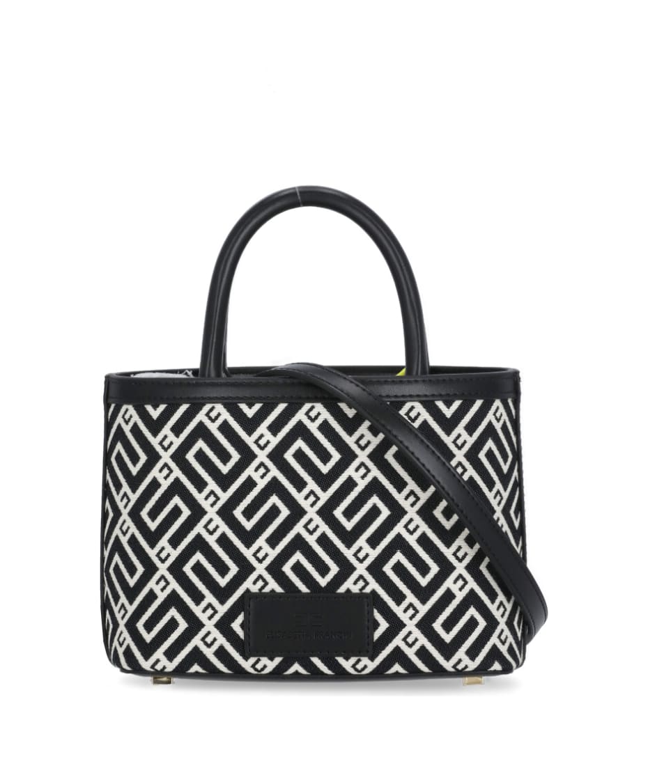 ELISABETTA FRANCHI: bag in velvet and fabric with jacquard