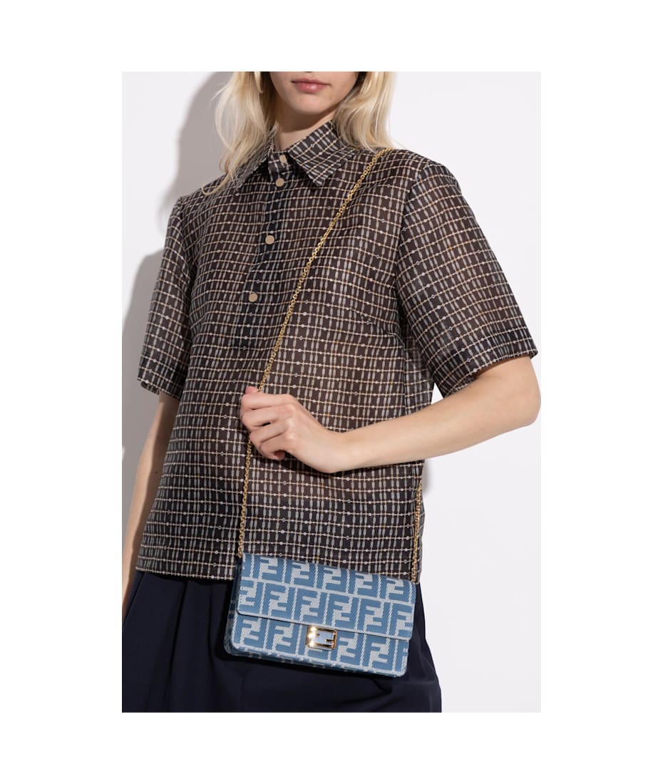 クラッチバッグ FENDI BAGUETTE WALLET WITH CHAIN Fendi - Baguette leather wallet on chain black - The Corner