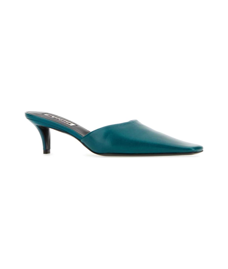 サンダル・ミュール BY FAR Turquoise Leather Ada Mules Reef Star 65 leather thong sandals in turquoise - Aquazzura