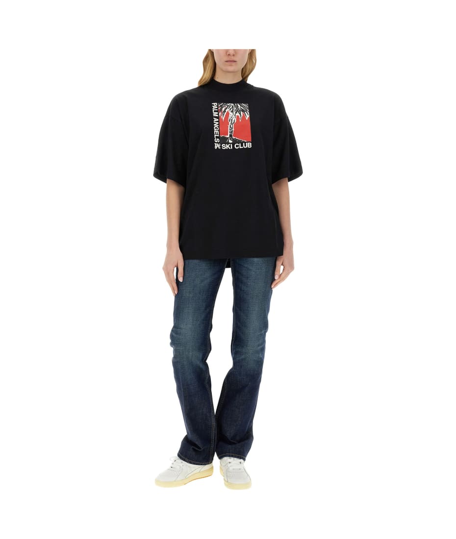 Tシャツ・カットソー PALM ANGELS PALM SOFT FIT T-SHIRT SKI CLUB Palm Angels Ski Club Cotton T-shirt | White | FARFETCH