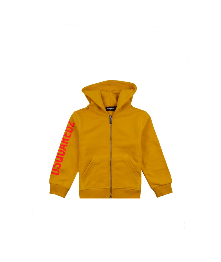 Dsquared2 Cotton Sweatshirt With Zip - Yellow