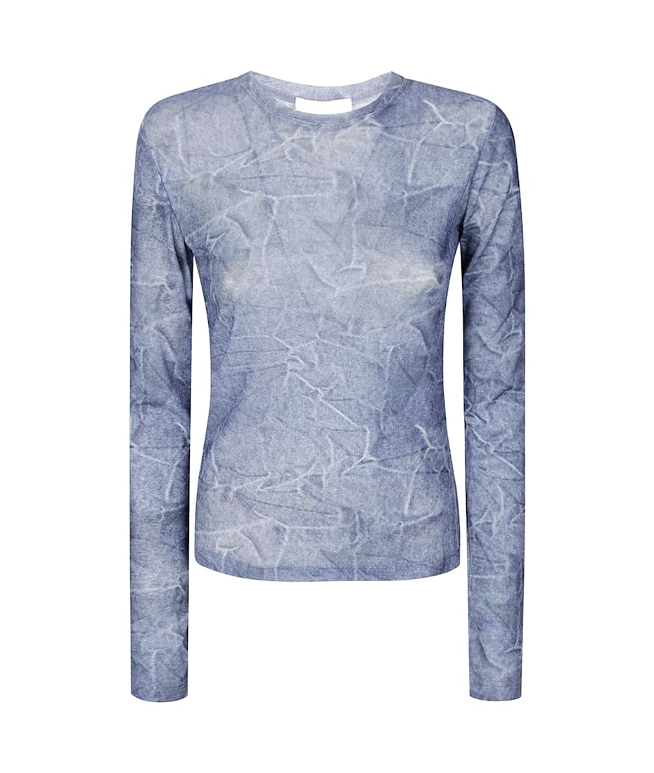 GANNI　Marl Mesh Long Sleeve Blouse Afterglow Printed Marl Mesh Long Sleeve Top | GANNI US