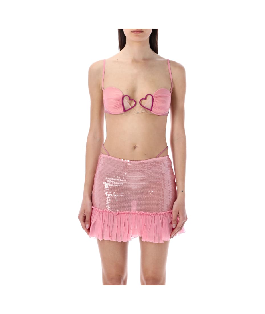 スーツ Nensi Dojaka Pink stretch chiffon bra (NDSS23LIN003 BLOSSM) Nensi Dojaka Pink stretch chiffon bra (NDSS23LIN003 BLOSSM