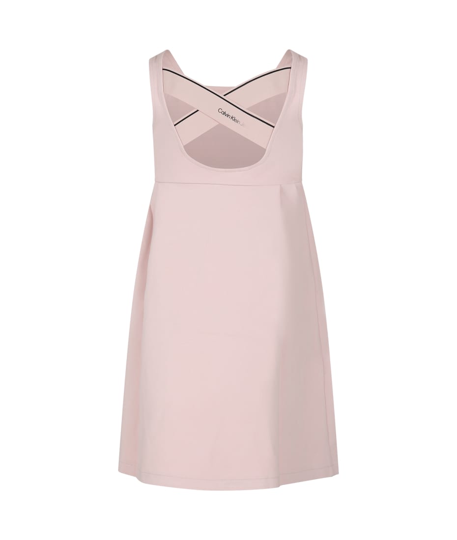 Calvin klein pink dress with pearls best sale