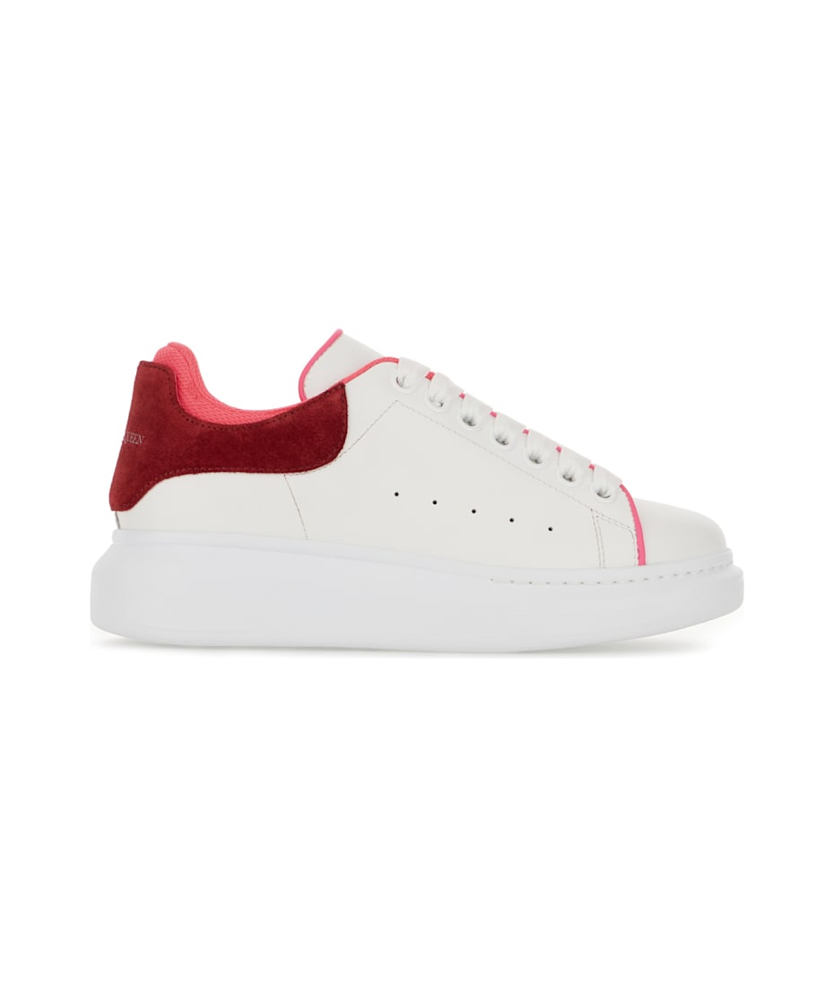 Alexander McQueen White Leather Sneakers With Tyrian Purple