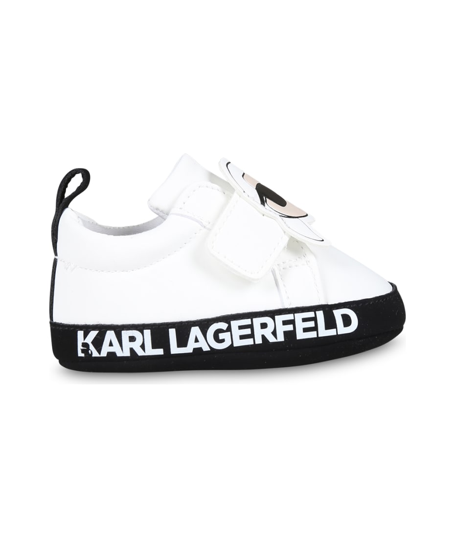 Karl Lagerfeld Kids White Sneakers For Baby Kids With Karl