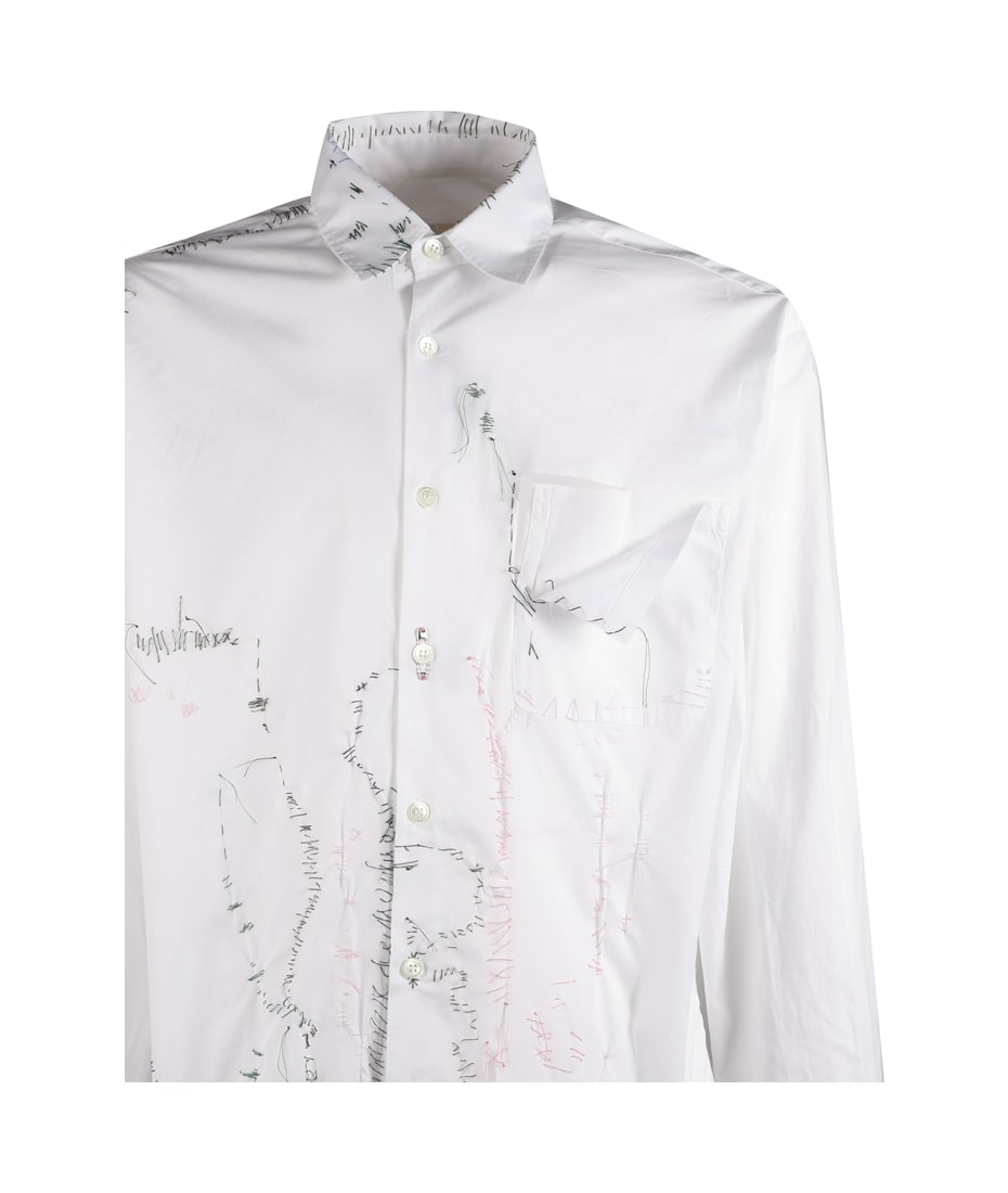 White Cotton Shirt With Embroidery