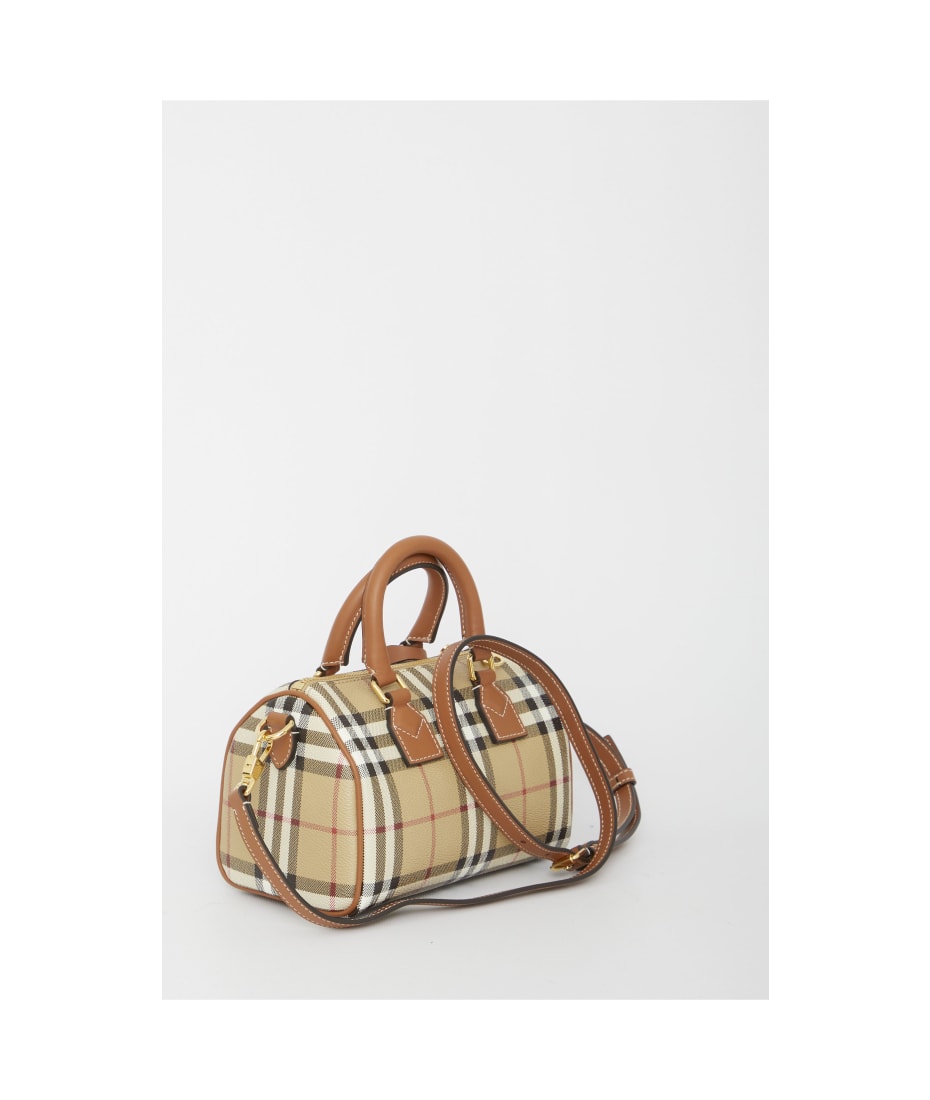 Burberry Mini Check Bowling Bag in Brown