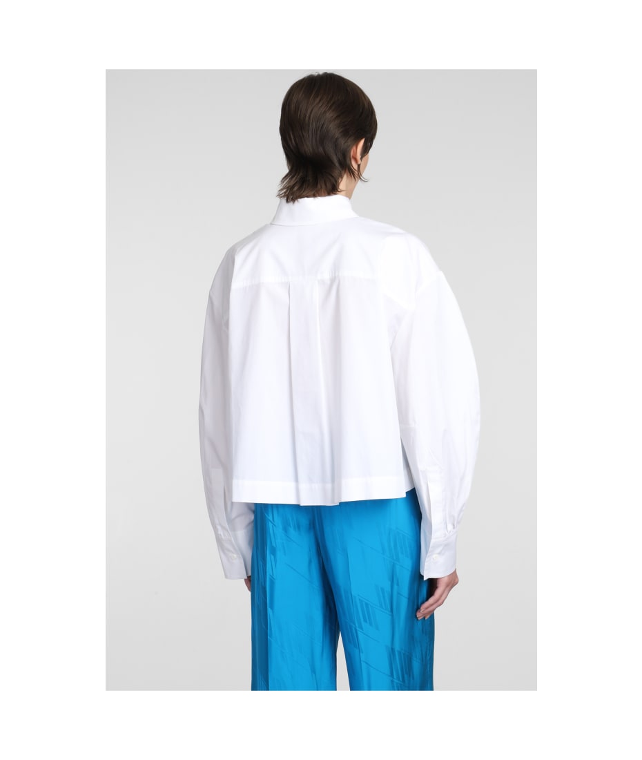 Jill cropped cotton canvas shirt in white - The Attico