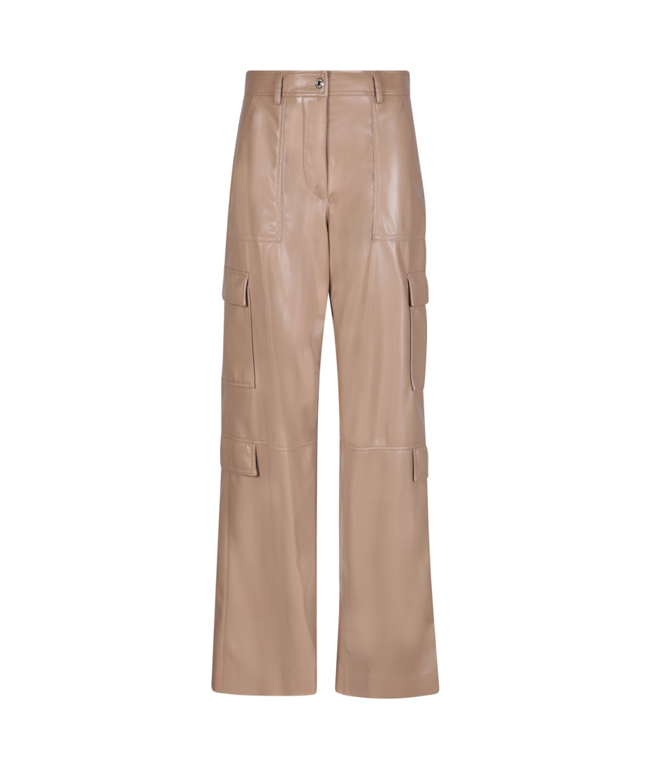 パンツ MSGM CARGO PANTS IN SOFT ECO LEATHER FABRIC MSGM Soft Eco Leather Beige Cargo Trousers | italist, ALWAYS
