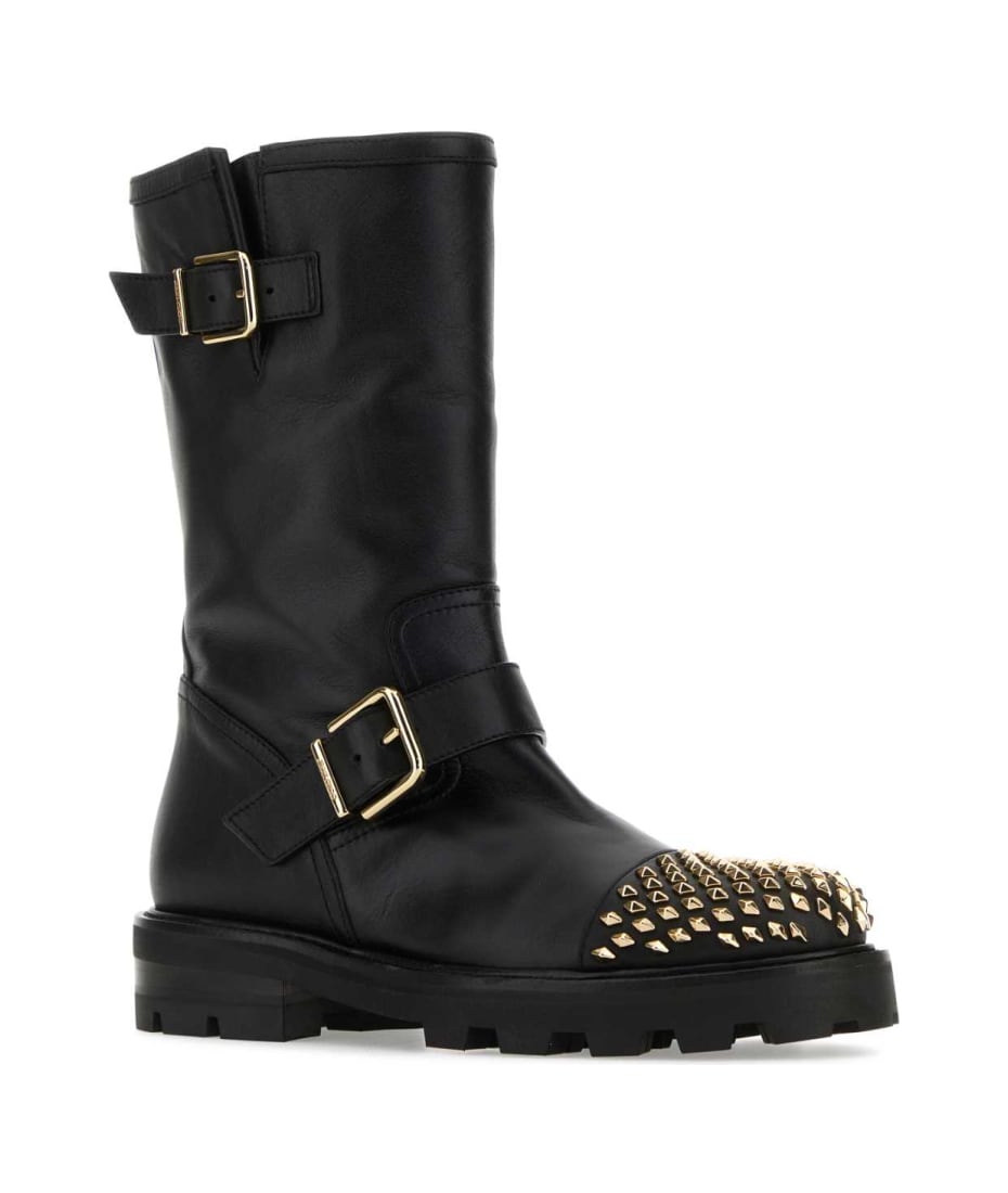 ブーツその他 JIMMY CHOO BLACK LEATHER BIKER II BOOTS Jimmy Choo Black Leather Biker Ii Boots | italist