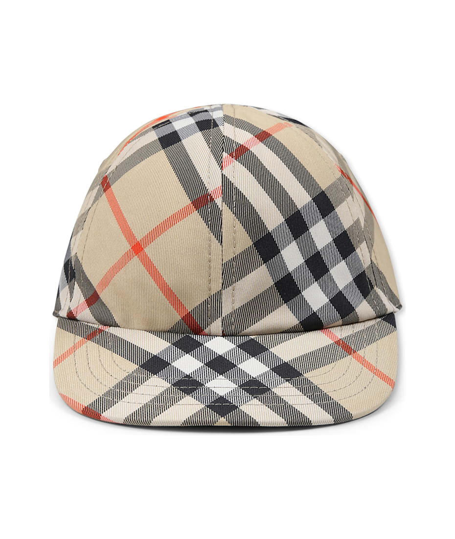 Burberry Beige Hat For Kids With Vintage Check | italist