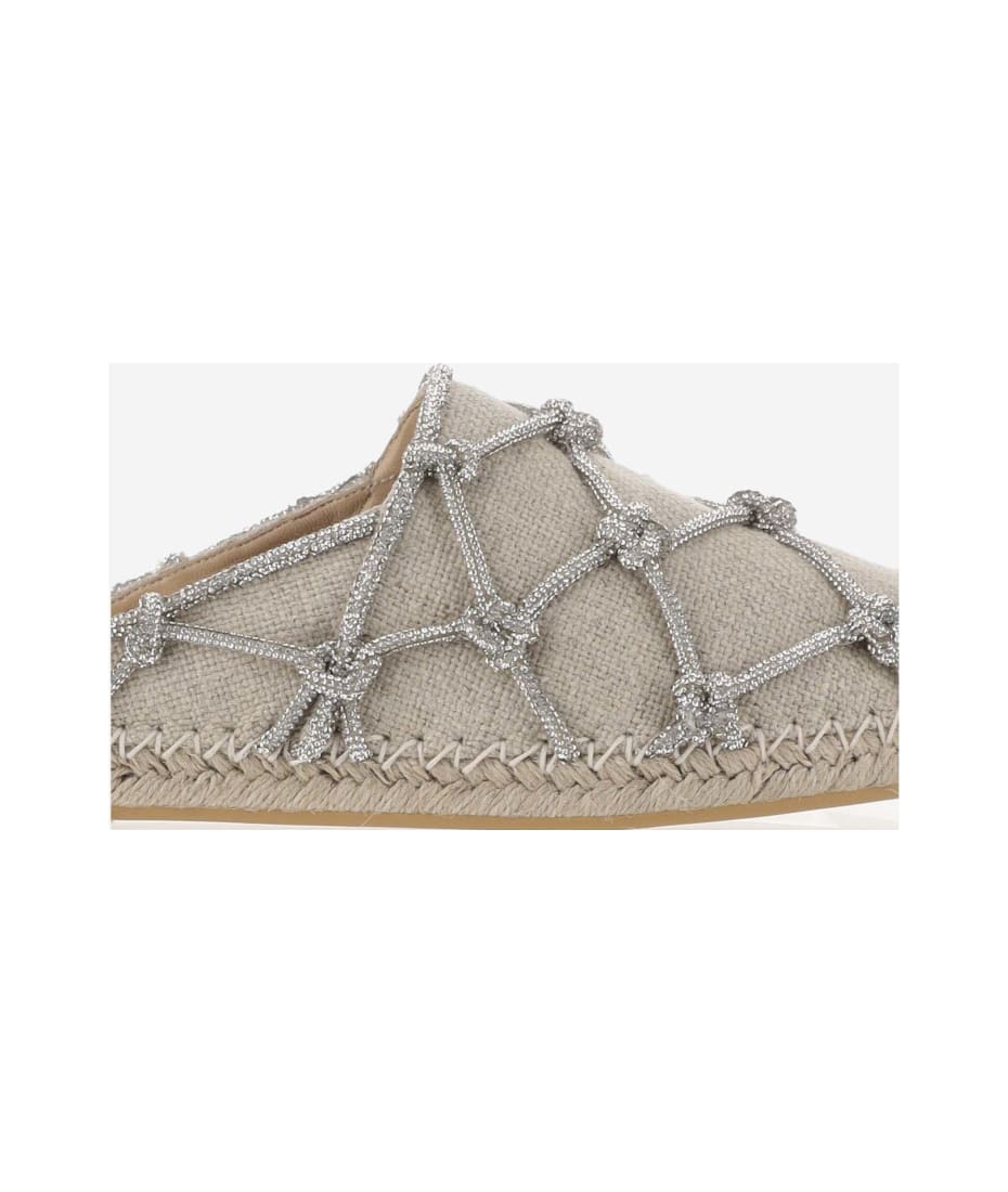 ガラヴァーニ リゾート リネンミュール クリスタルメッシュ 15MM Valentino Garavani Resort Linen Mules With 15mm Crystal Mesh