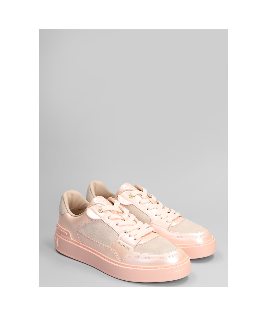 B Court Sneakers In Rose-pink Suede And Leather