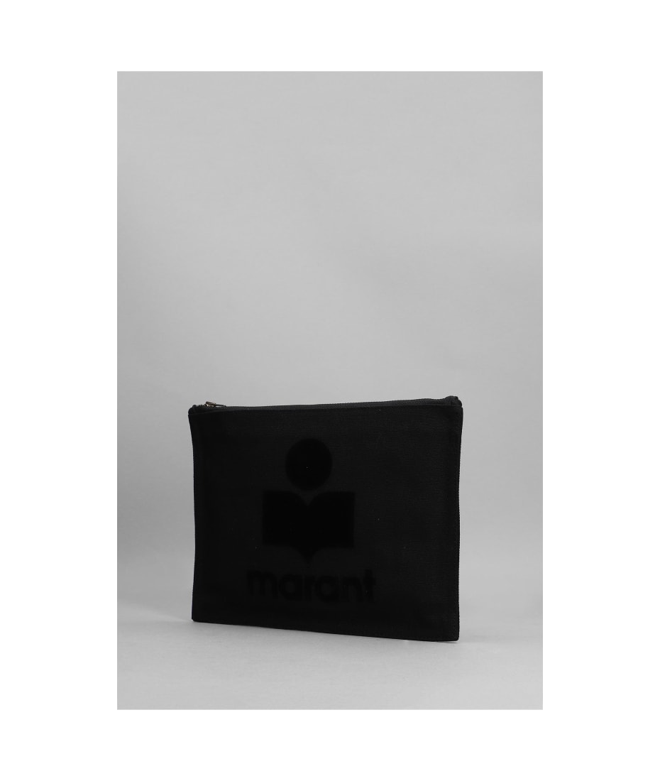 【送料&関税込】Isabel Marant Netia Logo Embroidered Clutch Isabel Marant Nettia Clutch In Black Canvas | italist