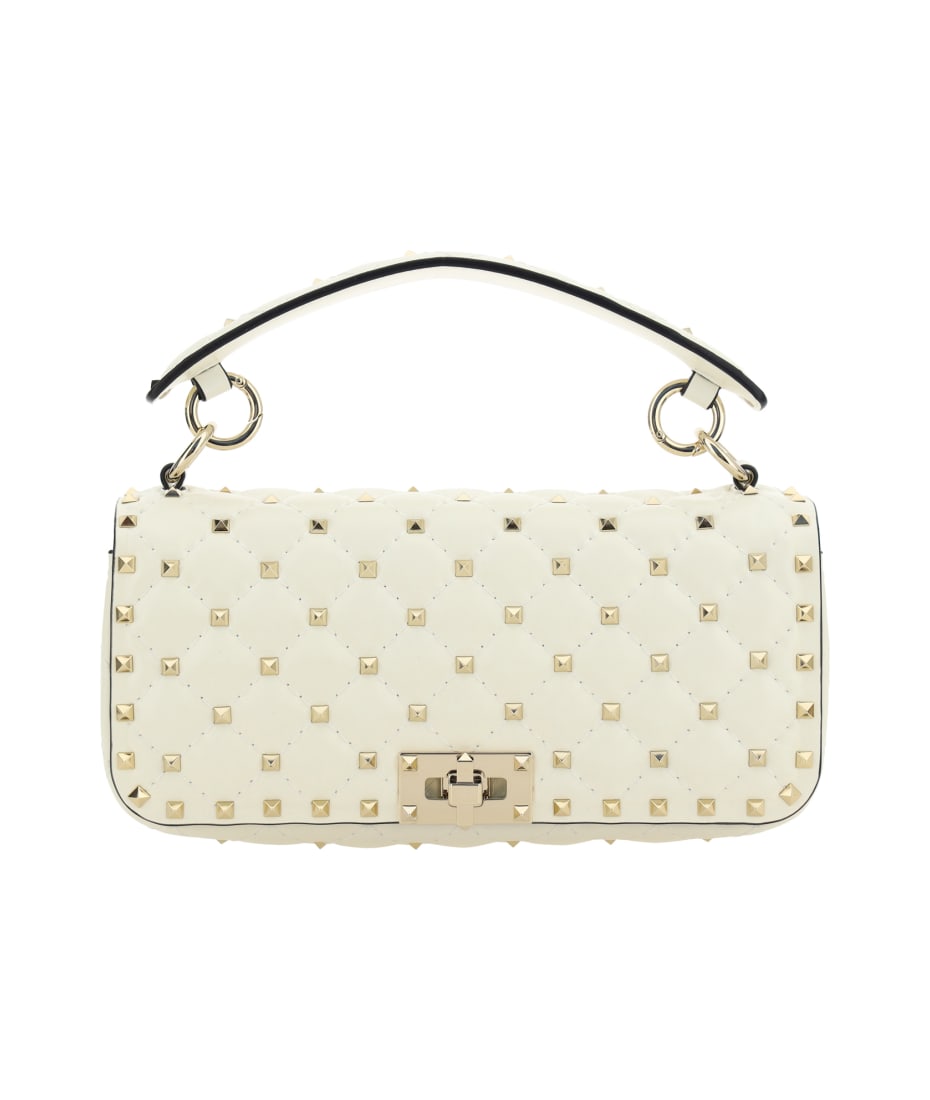 Rockstud Spike Calfskin Shoulder Bag for Woman in Ivory