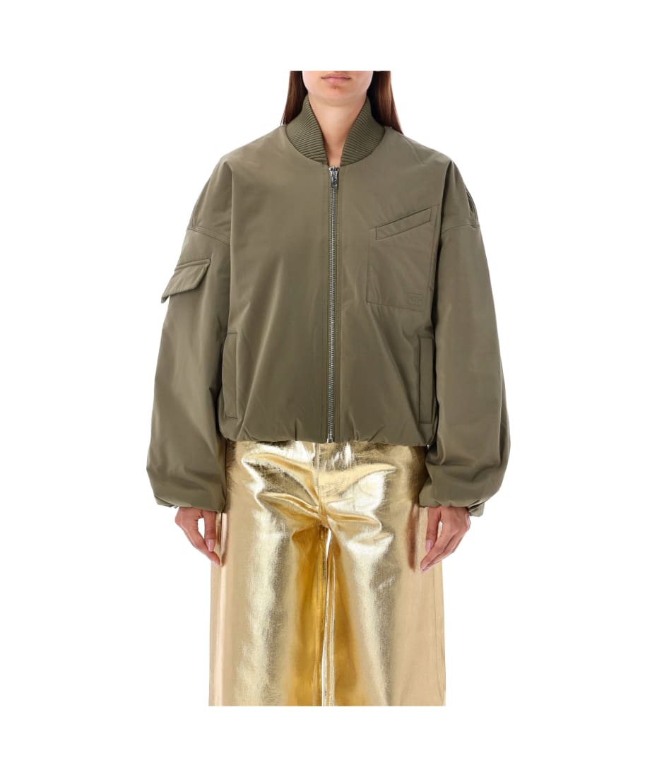 ブルゾン Ganni Bomber Corto Oversize Black Black Twill Oversized Short Bomber Jacket | GANNI US