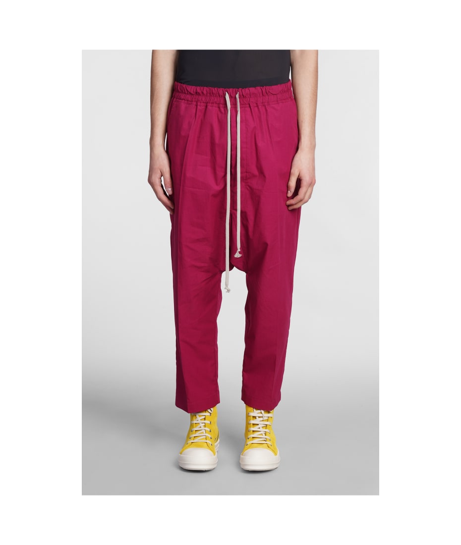 Drawstring Cropped Pants In Fuxia Cotton