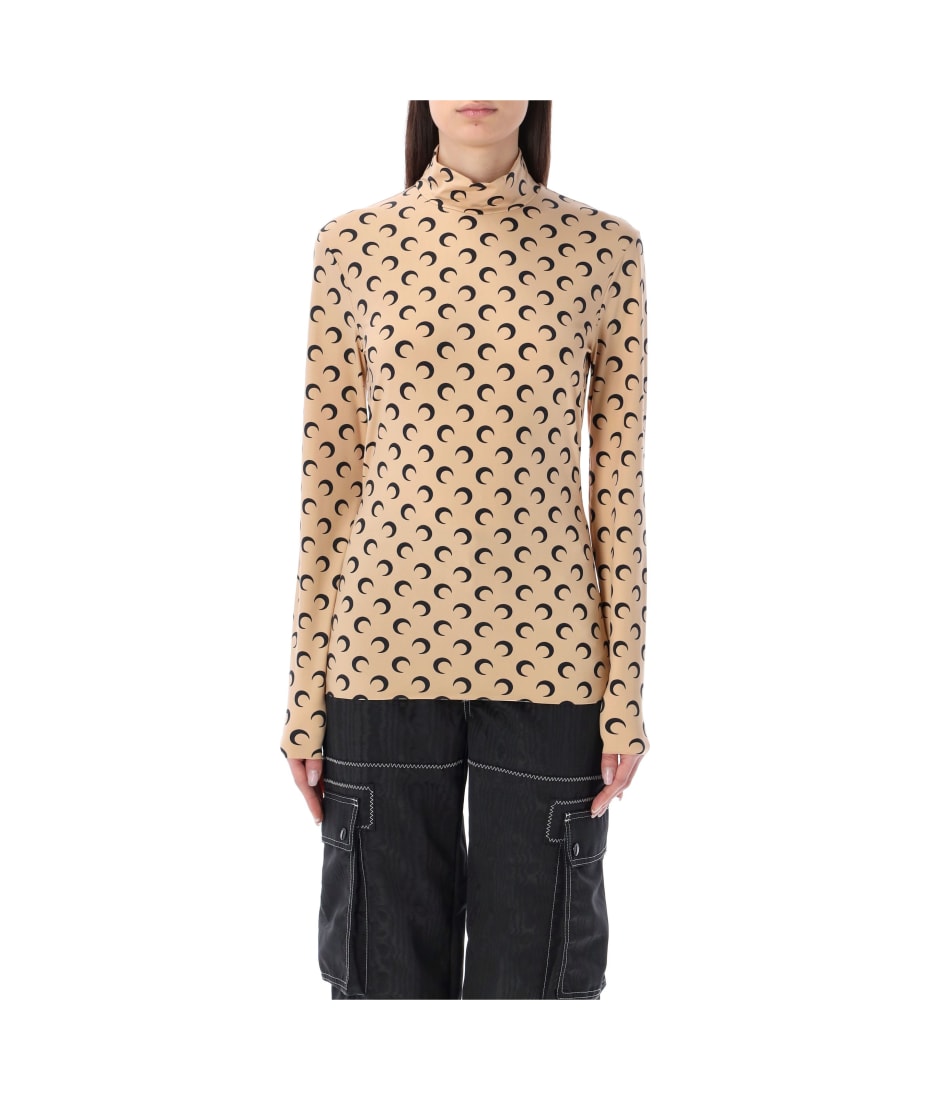 Marine Serre Moon Printed Jersey Highneck Top | italist