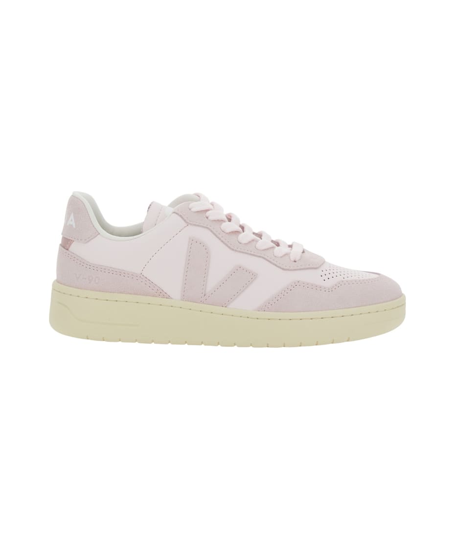 【送料&関税込】Veja v90 Pink Sneaker With Side Logo And Per Veja 'v90' Pink Sneaker With Side Logo And Perforated Toe In