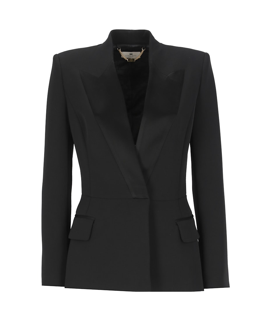 【25-26AW】ELISABETTA FRANCHI ロゴリボン クレープジャケット Elisabetta Franchi Crepe Blazer | italist