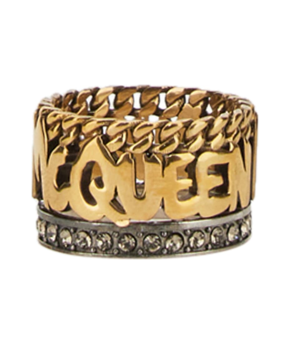 関税込＆New【ALEXANDER MCQUEEN】グラフィティロゴ刻印ブレス Alexander McQueen Graffiti Ring | italist