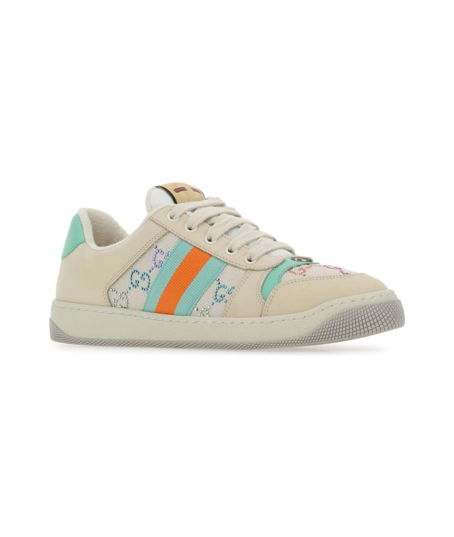 スニーカー GUCCI MULTICOLOR LEATHER AND FABRIC SCREENER SNEAKERS Screener embellished leather sneakers in multicoloured