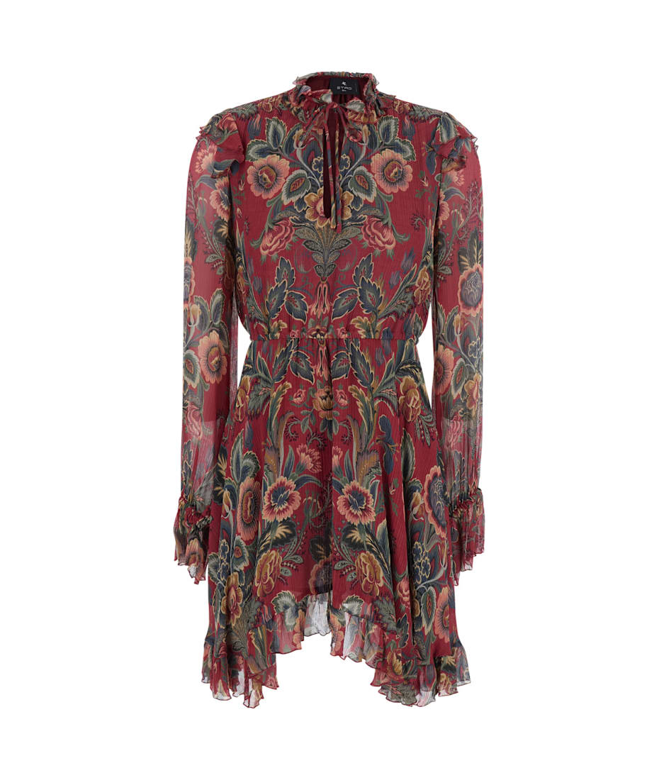 関税込【ETRO】Printed wool and silk minidress Etro Printed Mini Dress | italist