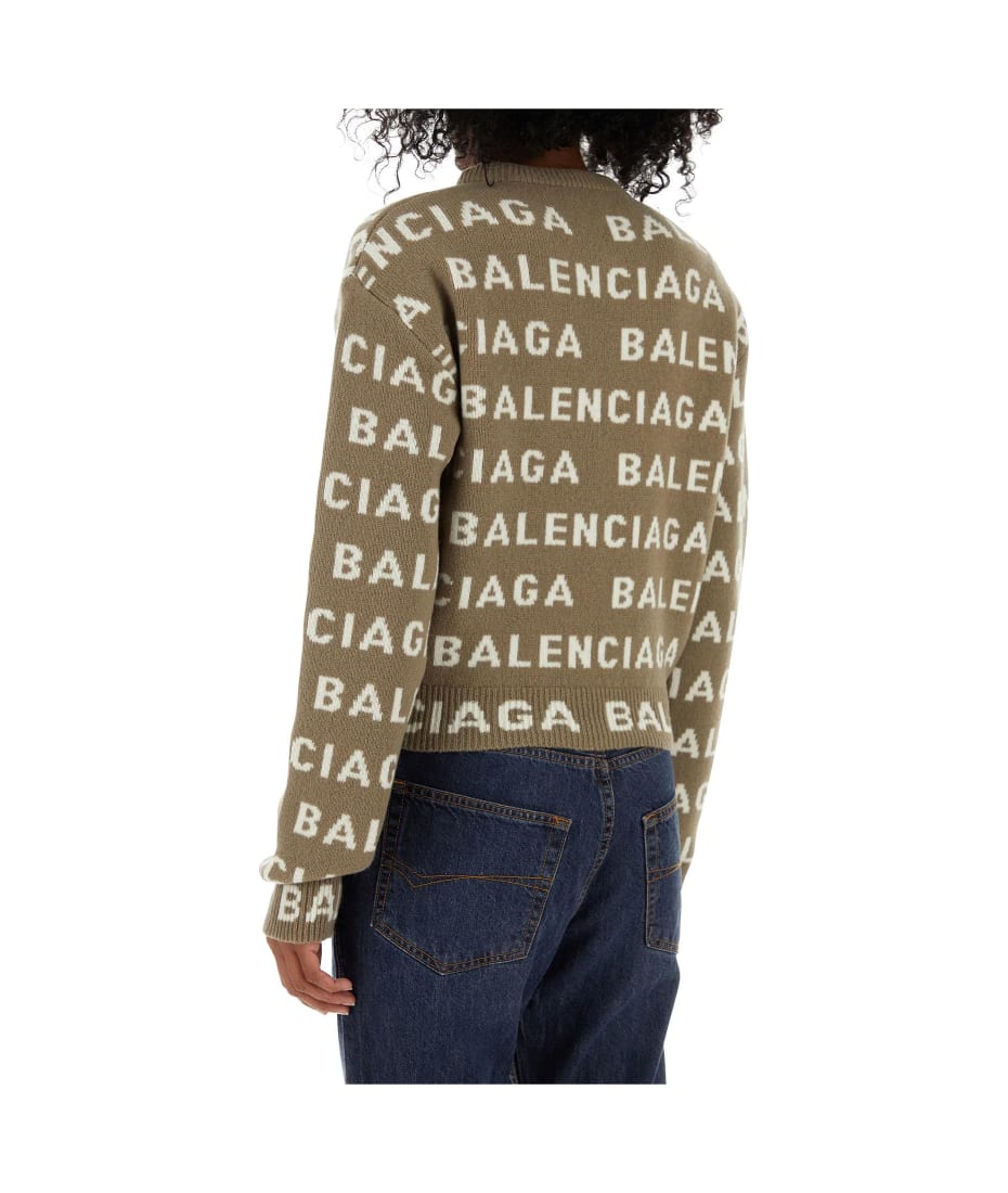 Balenciaga Logo Wool Sweater - Beige