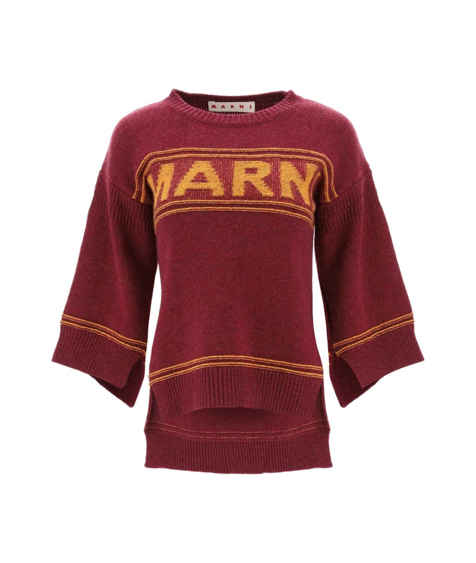 Marni Sweater In Jacquard Knit With Logo | italist