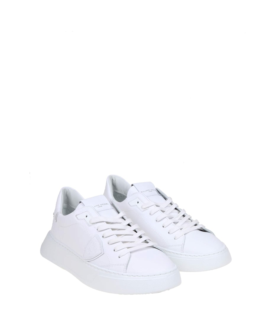 Philippe Model Temple Low Sneakers In White Leather