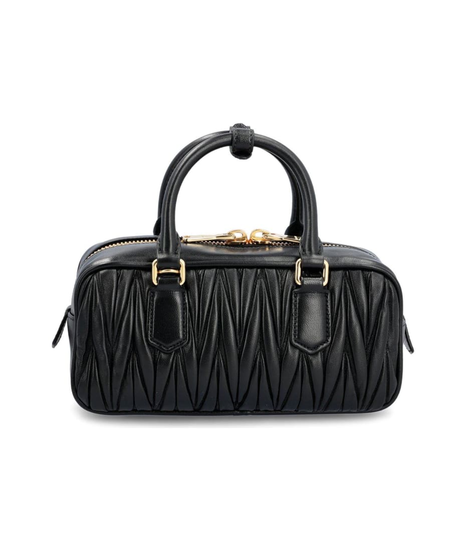 【Miu Miu 】Logo-Lettering Tote Bag ファーバッグ Miu Miu Logo Lettering Zipped Tote Bag | italist