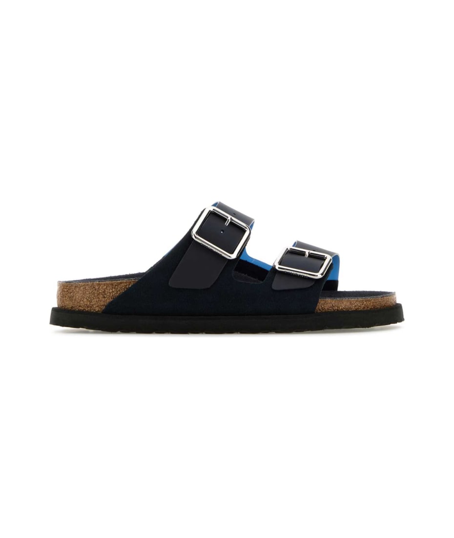 サンダル・ミュール Birkenstock 1774 Navy Blue Suede And Pvc Arizona Slippers Birkenstock 1774 Navy Blue Suede And Pvc Eternal Sunshine