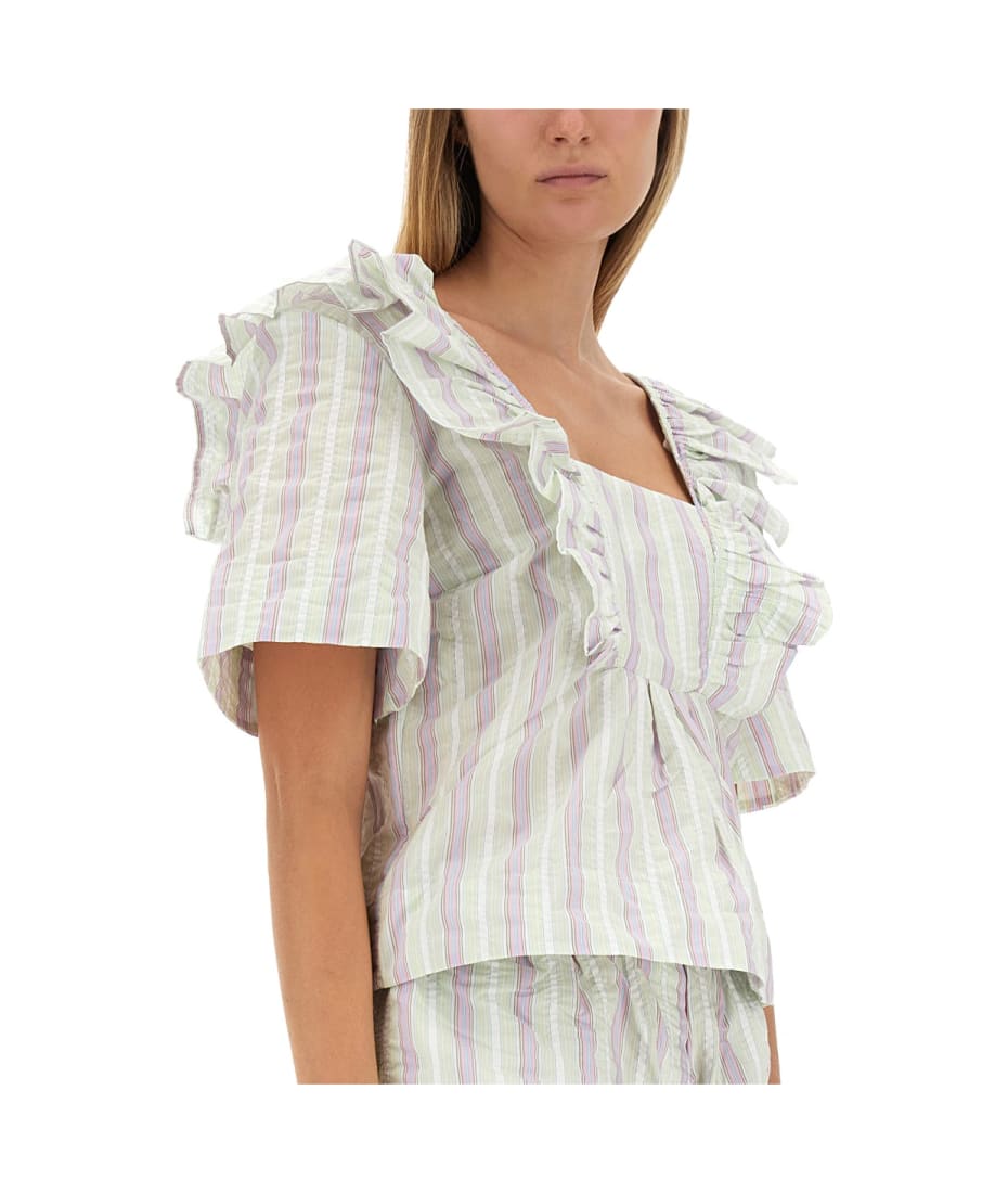 GANNI トレフフリツトラウサ F80756627 099 Ganni Ruffle Blouse | italist