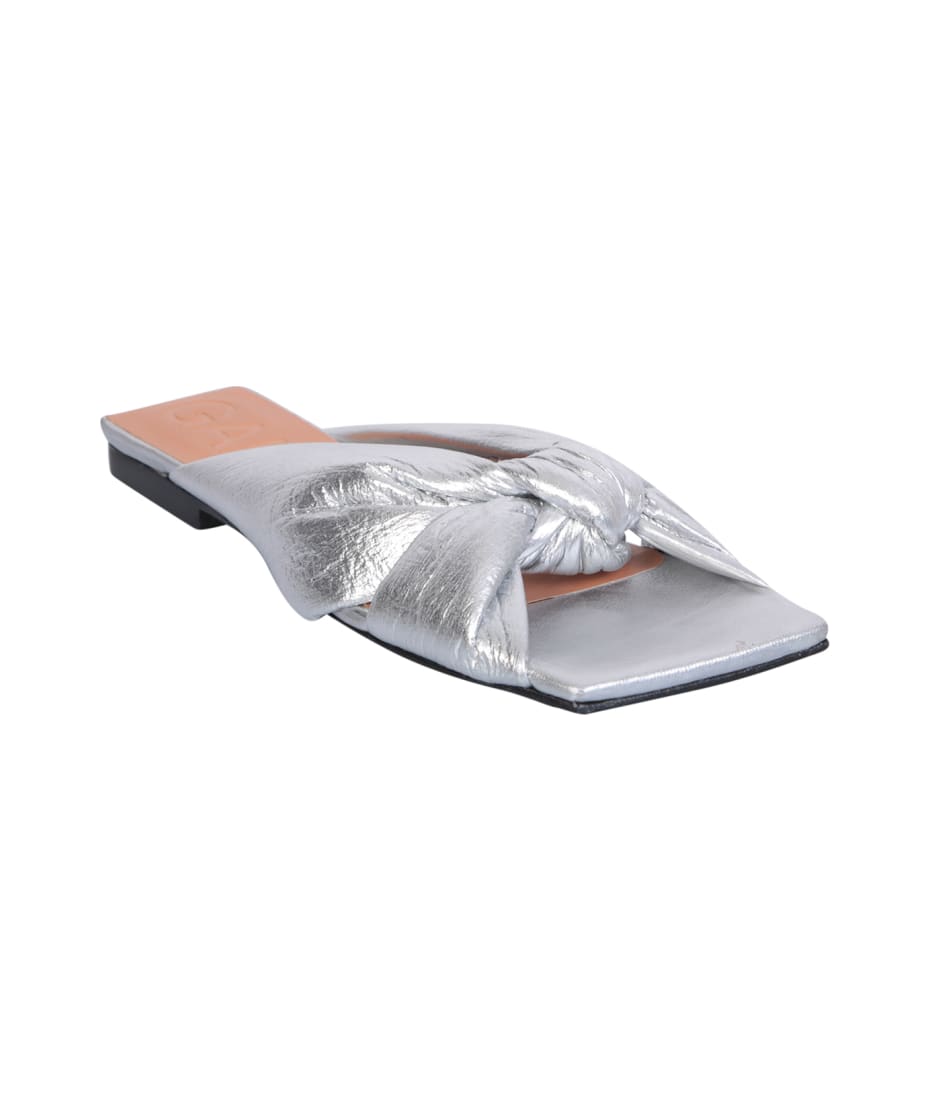 Silver Soft Knot Mules By Ganni | italist