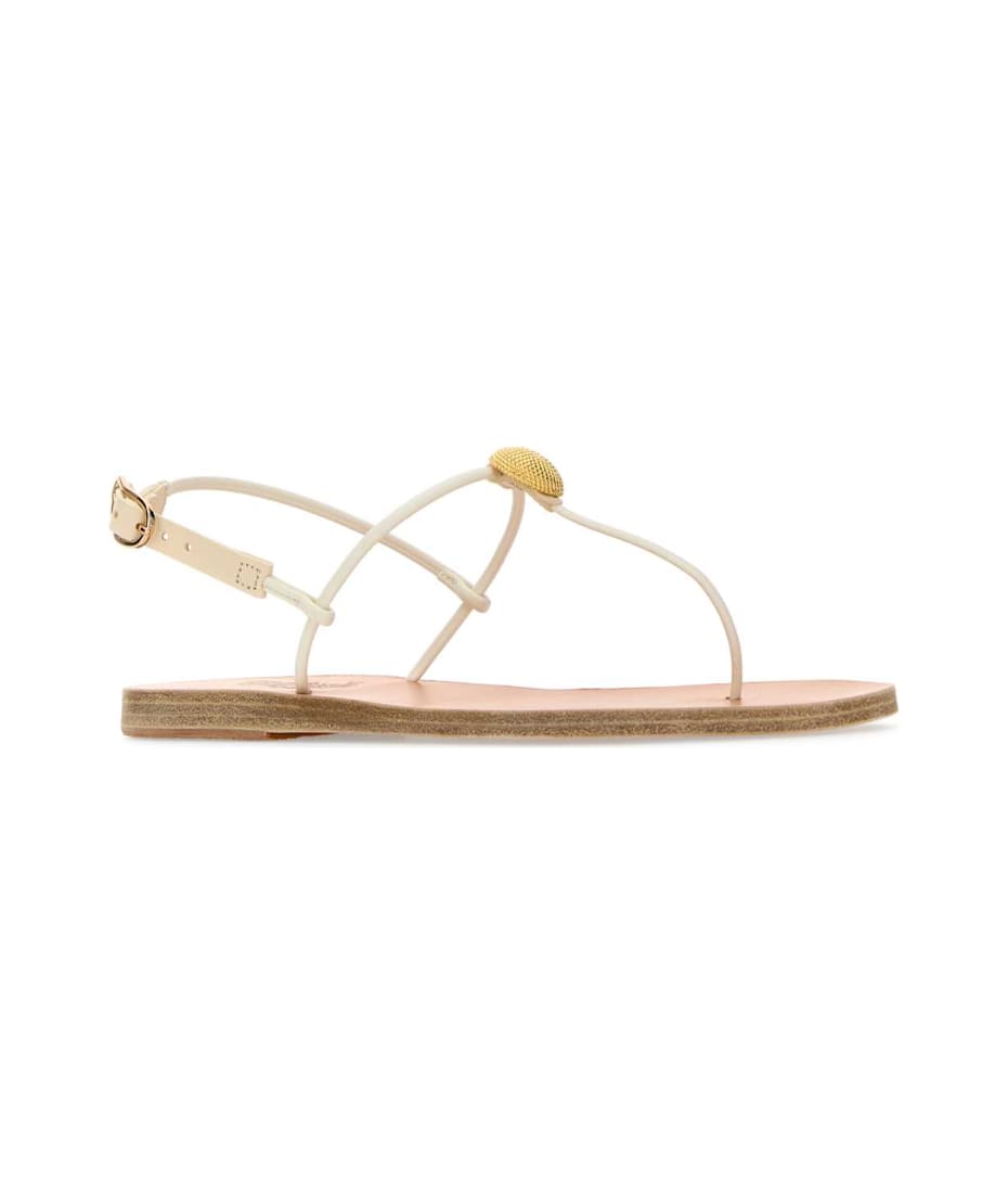 サンダル・ミュール ANCIENT GREEK SANDALS White leather Dimitra thong sandals Ancient Greek Sandals White Leather Dimitra Thong Sandals