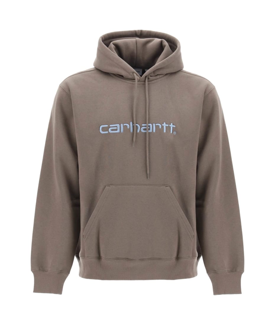 Cotton hooded sweatshirt with contrast logo