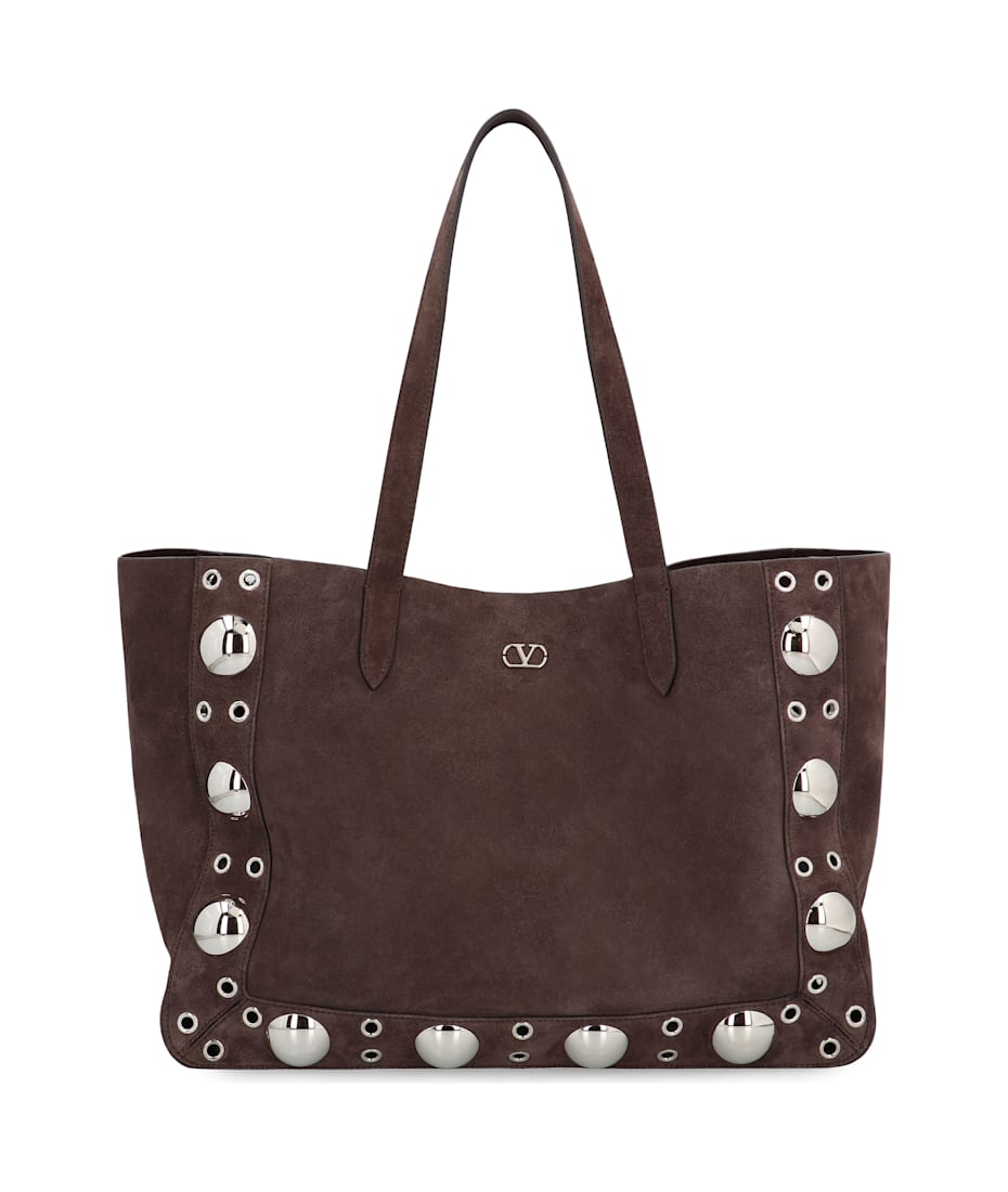 トートバッグ VALENTINO FW25 MINI TOTE | NELLCOTE | RI (7W2B0R89HCB AYG) Valentino Garavani Nellcote Mirror-Embellished Suede Mini