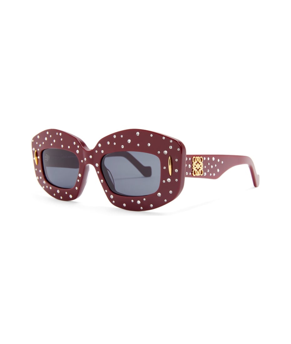 【関税&送料込】Loewe Burgundy Acetate Sunglasses LOEWE EYEWEAR Oversized square-frame crystal-embellished