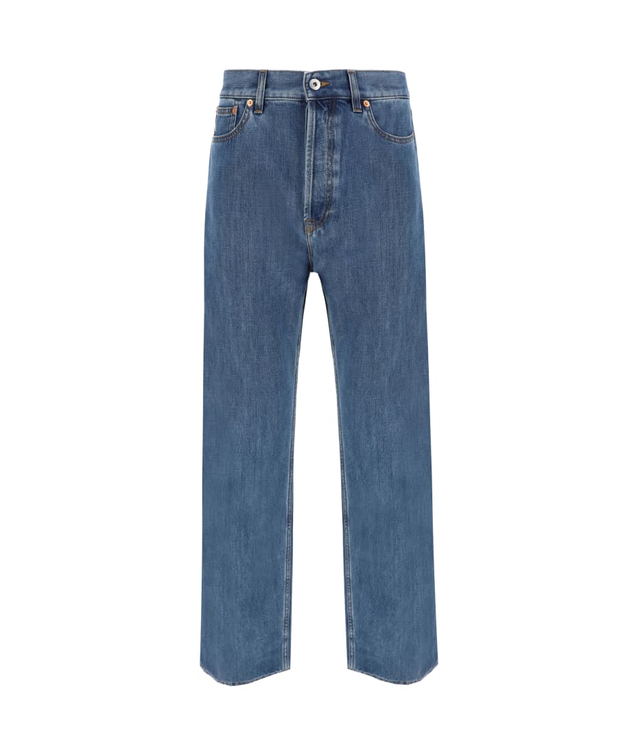 デニム・ジーパン VALENTINO SS25 Valentino Jeans (6B0DD19X 94V558) Jeans with floral print fabric border detail VALENTINO