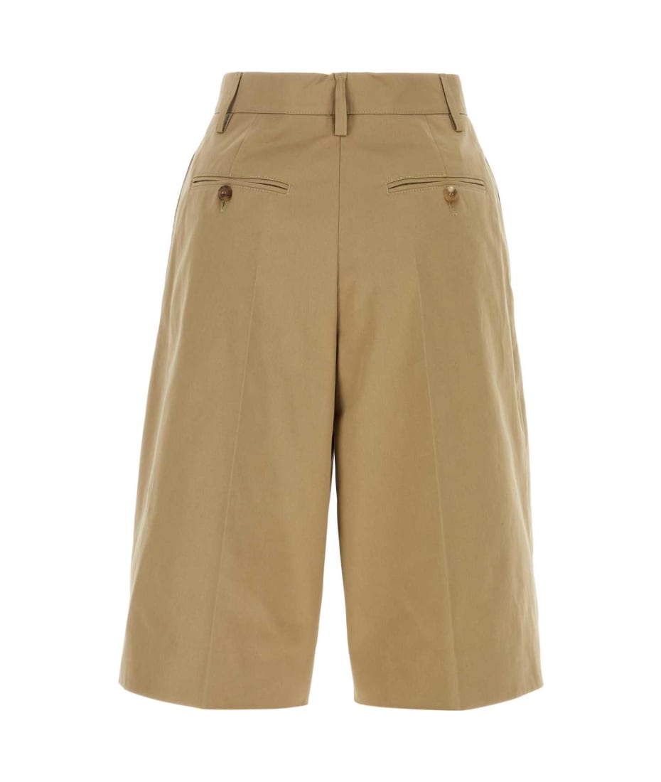 【関税&送料込】Prada Beige Cotton Bermuda Shorts Pleated cotton Bermuda shorts in beige - Prada | Mytheresa