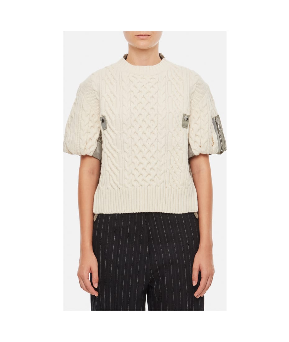 Sacai Nylon Twill And Knitted Pullover   italist