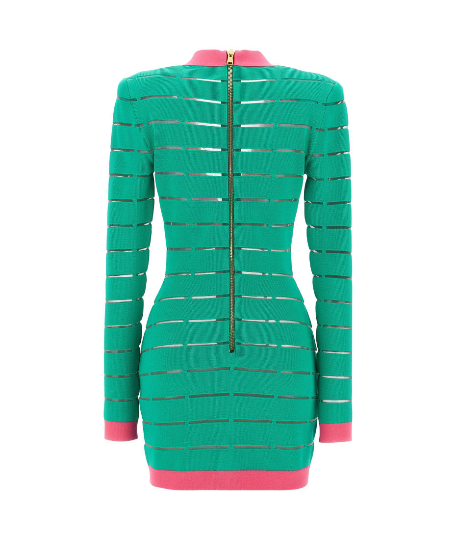 ワンピース BALMAIN FW24 Two-tone knit dress (DF1R8053KG59 UIH) Two-tone knit dress with buttons - Women | BALMAIN