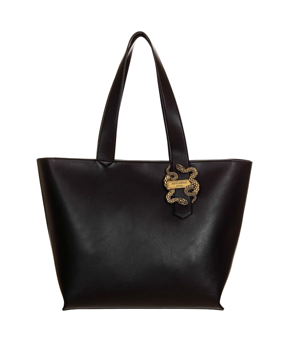 トートバッグ JUST CAVALLI Woman Tote bags Black 78RA4BA5ZSA89 899 Just Cavalli logo-lettering Zipped Tote Bag | Black | FARFETCH